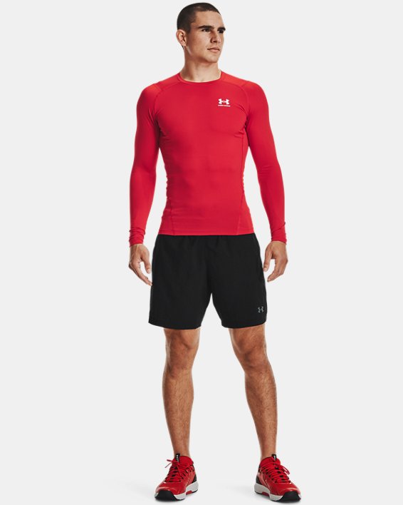 Men's HeatGear® Long Sleeve, Red, pdpMainDesktop image number 2